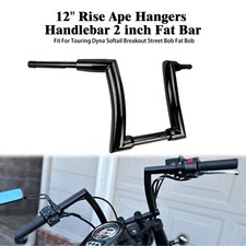 Barra de suspensión negra de 12"" Rise Ape manillar de 2" abrazadera de 1,25" para Harley Fat Boy Dyna