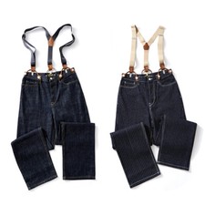 Men's Denim Casual Wide-Leg Jeans Pants Railroad Loose Striped Overalls Trousers