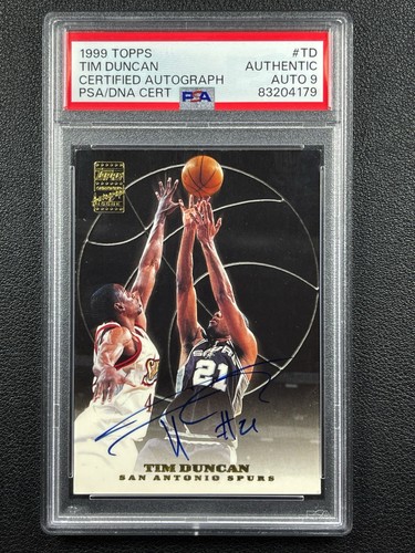 TIM DUNCAN PSA AUTHENTIC DNA 9 AUTO 1999 TOPPS CERTIFIED AUTOGRAPH SPURS AUTO