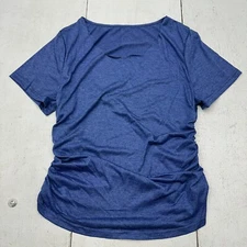 Shein Curve Blue Rouched Side Ruffle Neck Short Sleeve Shirt Womens Size 1XL NEW