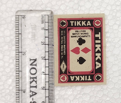 Coincidencias de seguridad Tikka originales vintage Valluvan Match Works Lables colecciones - Imagen 2 de 4