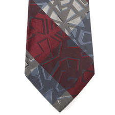 Daniel Craig Tie Men 61 in Italian Silk Burgundy Gray Stripe Power Tie Geo Wide