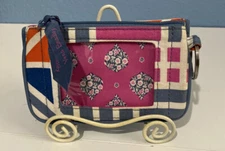 Vera Bradley Zip ID Case &  Coin Purse Keychain ID Badge Geometrical Print
