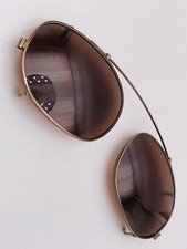 Vintage OP-Voyager Gray Metal Oval Clip-Ons Sunglasses Frames