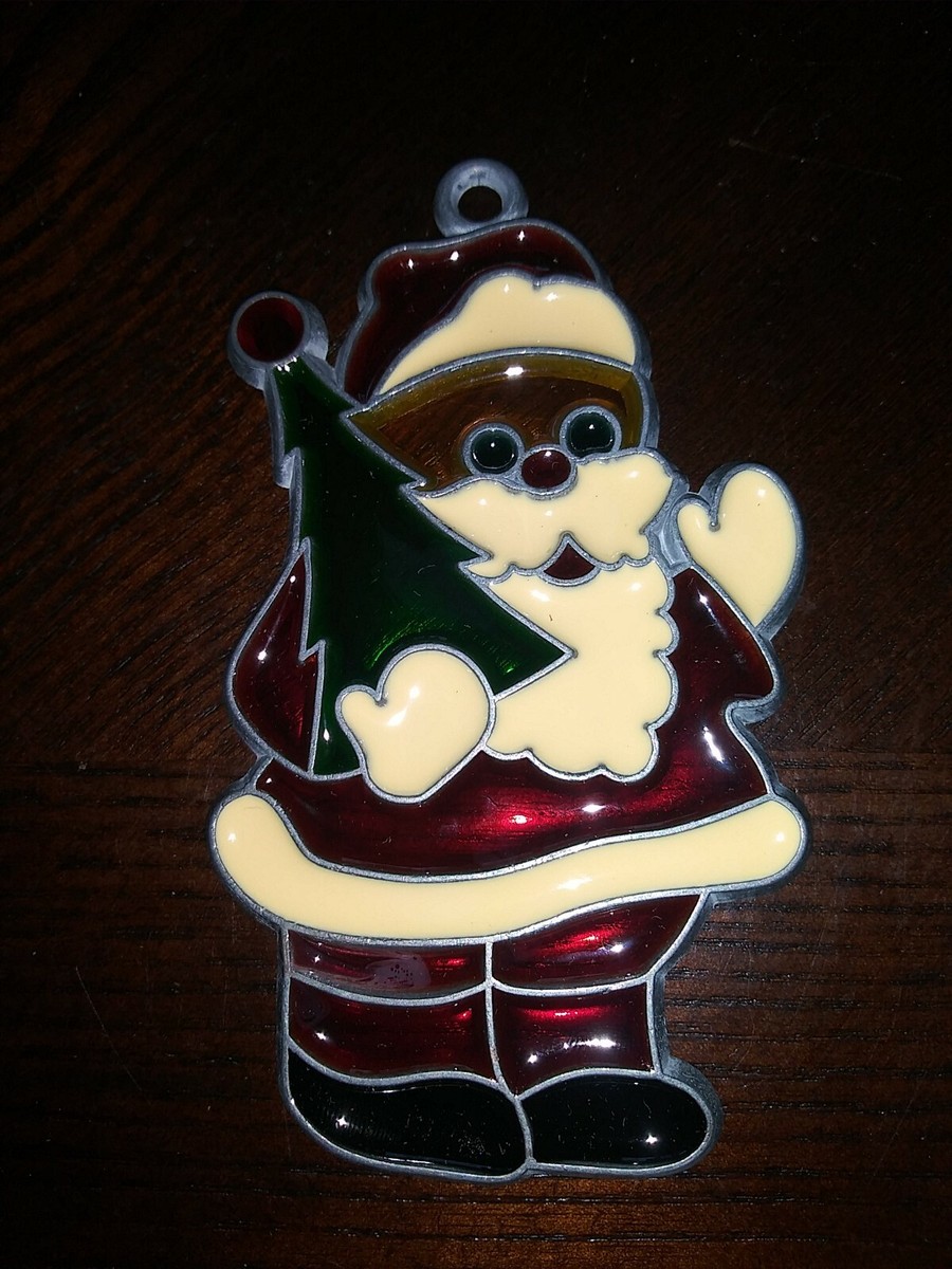 Santa Stained Glass Vintage 4