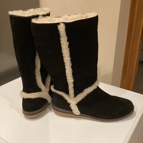 Lands End Black Suede fur lined Boots UK size 8 (10B) - Picture 5 of 7