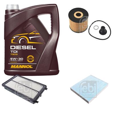 FEBI BILSTEIN Inspektionspaket 5L MANNOL Diesel TDI 5W-30 für KIA Sportage QL
