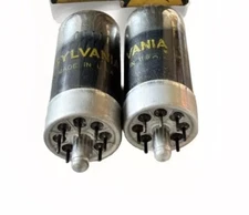 Pair Sylvania 14C5 Pentode Power Output Tubes Loctal Base 12V6 Class A Amplifier