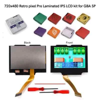 MARKENLOS Retroiluminación Laminada HD V5 IPS Resaltador Pantalla LCD OSD Mod Para GBA SP con Carcasa