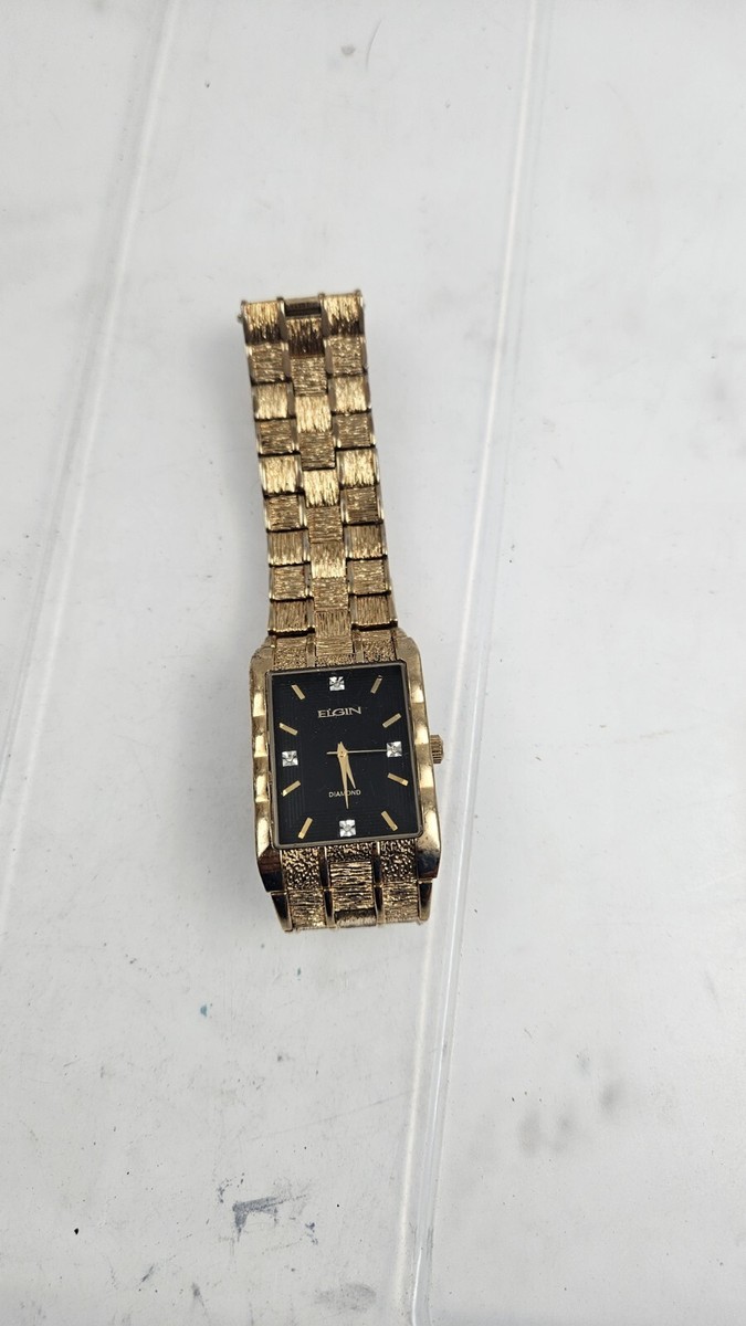 Elgin Rectangle Dial Watch In Geb Vintage, Ladies, Jaguar Yellow