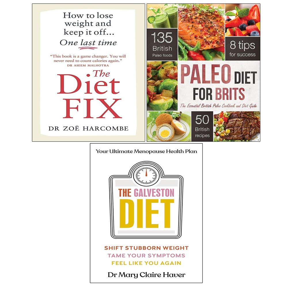 Galveston Diet (HB), Diet Fix Zoe Harcombe, Paleo Diet for Brits 3 Books Set