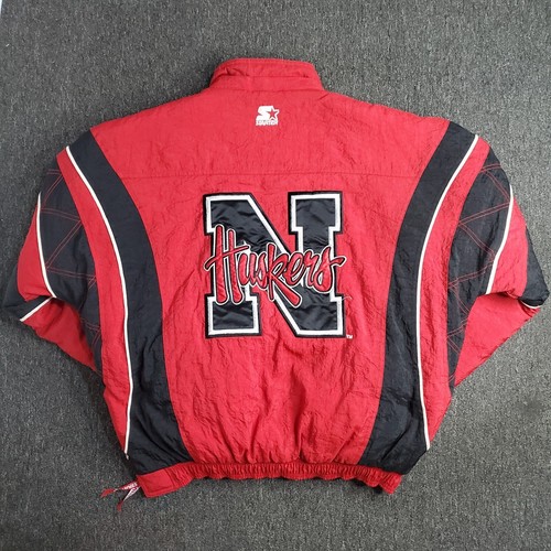 Nebraska Cornhuskers Jacket Mens Size Large Red Starter Puffer Coat Pullover Vtg - Picture 2 of 18