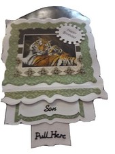 Handgefertigte kinetische Geburtstagskarte für Sohn Tiger Thema