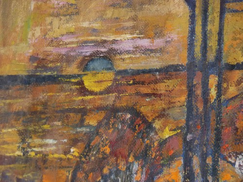 TOLLES Expressionist altes Gemälde Portrait kyrillisch signiert/bez. ? wie Gogh - Bild 5 von 7