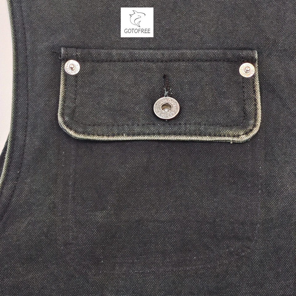 GOTOFREE BLACK WAISTCOAT JACKET JEANS BUTTON VEST JACKET COAT SLEEVELESS TOP MEN - Image 3 of 4