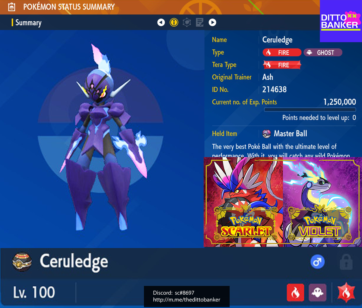 Pokémon Écarlate/Violet : Métamorph Shiny 6IV Niveau 100 + Master Ball - Échange Numérique - Nintendo Switch - Neuf