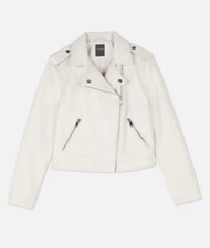 Nwt Primark Cream Essential Faux Leather Biker Jacket Size S
