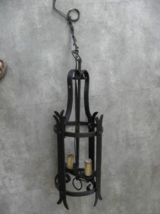 Antique Gothic Lamp Cage Ceiling Light 2 Candle Rustic Farmhouse