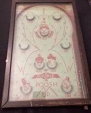 Northwestern Mailbox Co 1930s Double Poosh Up Clown Tabletop Pinball Game USA
