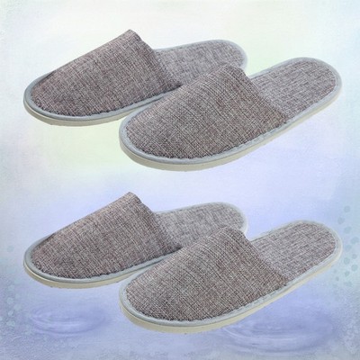2 Pair Reusable Slippers Soft Portable Simple Shoes for Travel Indoor Hotel