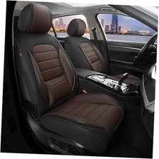 Car Seat Covers Full Set, 5 Seats Universal Leather Seat FullSet Black Brown