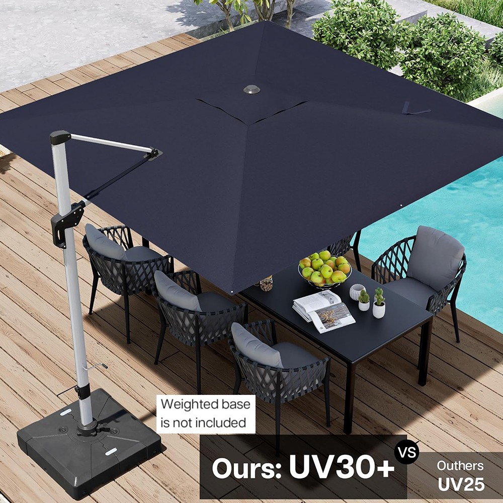 10FT CANTILEVER PATIO UMBRELLA OUTDOOR POOL OFFSET HANGING UMBRELLA 360 ROTATION