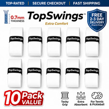 10 Pk Tennis Overgrip Tapes Anti-Slip Tacky Grip comfort Pickleball Padel White