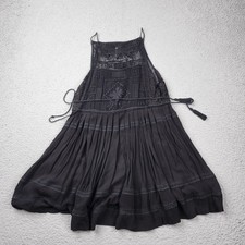 Free People Emily Crocheted Illusion Fit & Flare Dress Womens Small Black Rayon