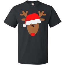 Inktastic Christmas Cute Reindeer In Santa Hat T-Shirt Boodlebug Celebrate Son