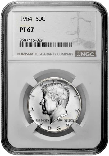 1964 50C Silver Proof Kennedy Half Dollar NGC Graded PF 67 in New Holder