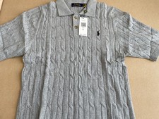 Polo Ralph Lauren uomo maglia a filo in cotone polo grigio taglia small