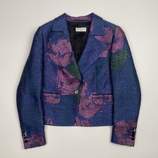 Dries Van Noten Metallic Jacquard Cropped Blazer Jacket Women EU 38