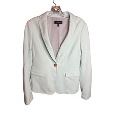Talbots Blazer Womens Sz 4 Mint Green Cotton Blend One Button Pick Stitch