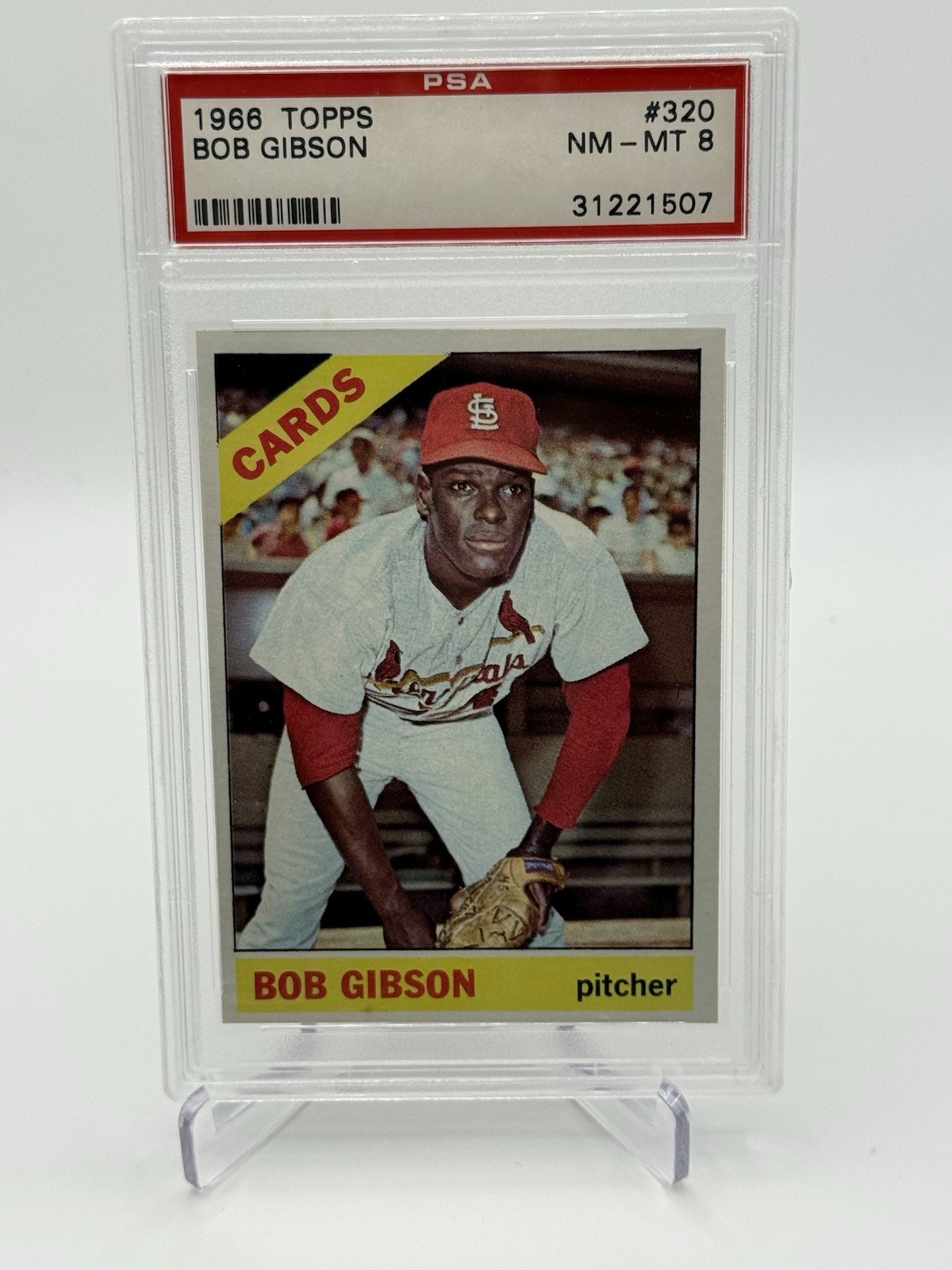 1966 Topps #320 Bob Gibson HOF  PSA 8 NMMT St. Louis Cardinals