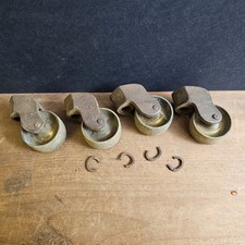 Set 4 Antique Victorian Large Bed Castors Cast With Brass Wheels From King Bed