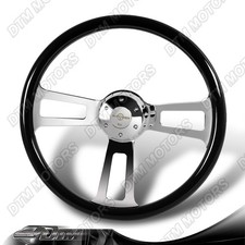 W-power 17-inch Black Wood Grip 5-hole Chrome Spoke 2.5deep Dish Steering Wheel W-power 17-inch Black Wood Grip 5-hole Chrome Spoke 2.5deep Dish Steering Wheel
