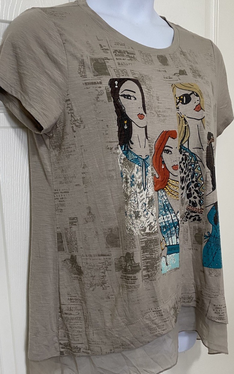 Cutest Top By Style & Co. Sz Large Boho Princess Cap Sleeve Shirt Blouse L