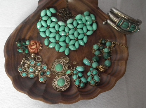 Turquoise Southwestern Boho Necklaces, Bracelet, and Earrings Jewelry Bundle Lot