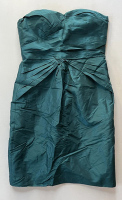 NWT BR Monogram Banana Republic Green Strapless Silk Cocktail Dress Sz 4 $175