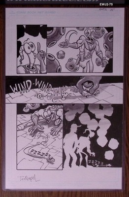 EARTHWORM Jim 2  Fight the Fish  /published ORIGINAL ART /DOUG TENNAPEL /EWJ2-75