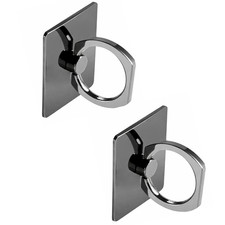 2 Pack Cell Phone Ring Holder Square Finger Grip Stand 360 Rotation Black Metal