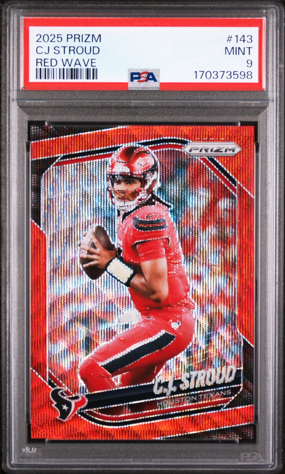 2025 PANINI PRIZM RED WAVE #143 CJ STROUD 121/149 PSA 9 view 1