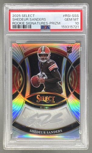 5721 Shedeur Sanders 2025 Panini Select #RSI-SSS Silver Prizm RC Auto PSA 10