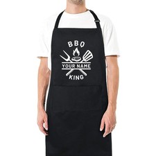 Image of Personalized King of the BBQ Apron - Custom Name Grilling Apron for Home Cooking