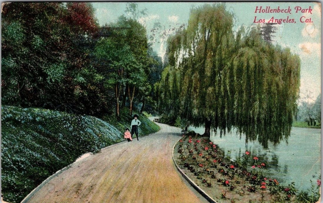 Antique Postcard 1910 Hollenbeck Park Los Angeles California CA