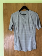 Athleta Pacifica Rash Guard Womens S Zip Pocket Short Sleeve Swim Tee Grey/Space