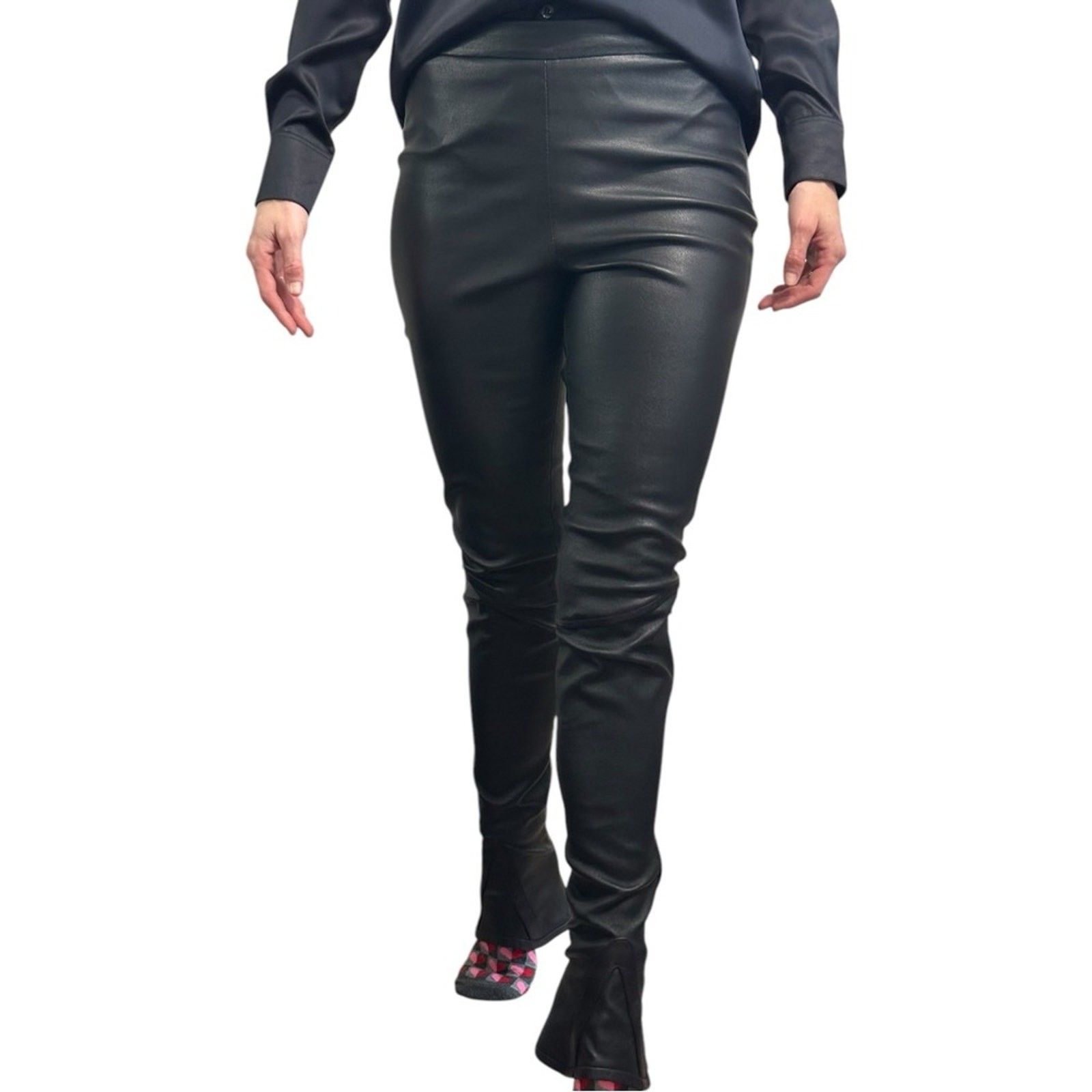 FILA Leggings pantaloni equitazione pelle vintage The Row taglia M Midnight Navy sfiato laterale