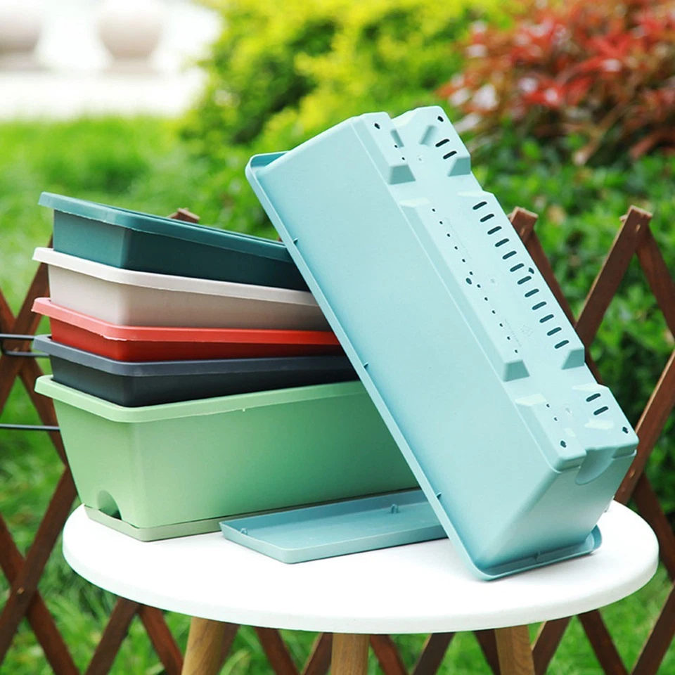 4PCS Rectangular Plastic Window Boxes for Flower and Vegetable Planting - Image 4 of 4