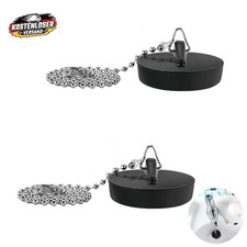 2x Badewannenst&ouml;psel Abflussstopfen Waschbeckenst&ouml;psel Gummi 40cm Kette