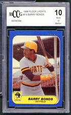 1986 Fleer Update #U-14 Barry Bonds Rookie Card BGS BCCG 10 Mint+. rookie card picture
